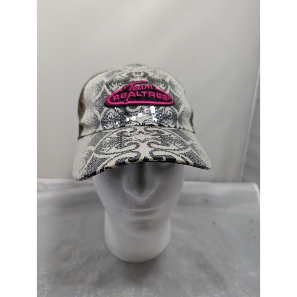 Team Realtree Tribal Sequin & Camo Women's Adjustable Baseball Cap Hat Pink Logo